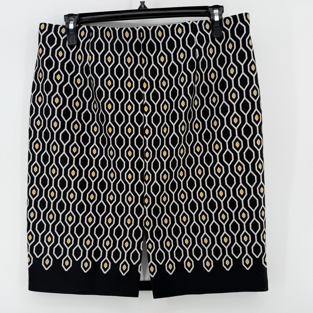 Roz Ali Stretch Pencil Skirt Large Workwear Career Comfortable Geometric Diamond - Picture 2 of 6
